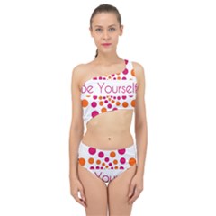 Be Yourself Pink Orange Dots Circular Spliced Up Two Piece Swimsuit by Ket1n9