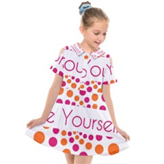 Be Yourself Pink Orange Dots Circular Kids  Short Sleeve Shirt Dress by Ket1n9