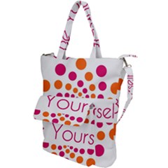 Be Yourself Pink Orange Dots Circular Shoulder Tote Bag by Ket1n9