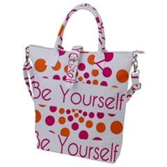 Be Yourself Pink Orange Dots Circular Buckle Top Tote Bag by Ket1n9