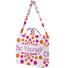 Be Yourself Pink Orange Dots Circular Square Shoulder Tote Bag by Ket1n9