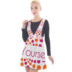 Be Yourself Pink Orange Dots Circular Plunge Pinafore Velour Dress by Ket1n9