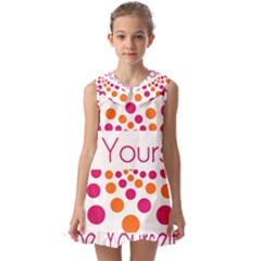 Be Yourself Pink Orange Dots Circular Kids  Pilgrim Collar Ruffle Hem Dress by Ket1n9