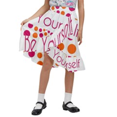 Be Yourself Pink Orange Dots Circular Kids  Ruffle Flared Wrap Midi Skirt by Ket1n9