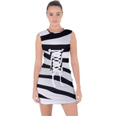 White Tiger Skin Lace Up Front Bodycon Dress