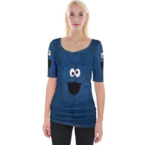 Funny Face Wide Neckline T-shirt by Ket1n9