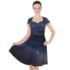 Cosmos Dark Hd Wallpaper Milky Way Cap Sleeve Midi Dress by Ket1n9