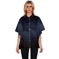 Cosmos Dark Hd Wallpaper Milky Way Women s Batwing Button Up Shirt