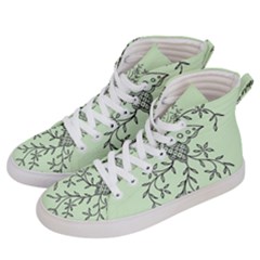 Illustration Of Butterflies And Flowers Ornament On Green Background Men s Hi-top Skate Sneakers by Ket1n9