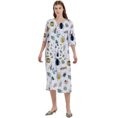 Insect Animal Pattern Women s Cotton 3/4 Sleeve Night Gown by Ket1n9