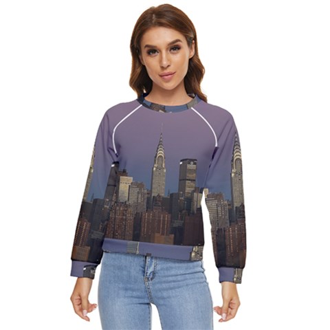 Skyline City Manhattan New York Women s Long Sleeve Raglan T-shirt by Ket1n9