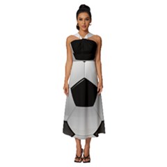 Soccer Ball Sleeveless Cross Front Cocktail Midi Chiffon Dress by Ket1n9