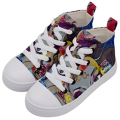 Graffiti Mural Street Art Painting Kids  Mid-top Canvas Sneakers by Ket1n9