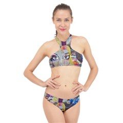 Graffiti Mural Street Art Painting High Neck Bikini Set by Ket1n9