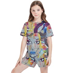 Graffiti Mural Street Art Painting Kids  T-shirt And Sports Shorts Set by Ket1n9