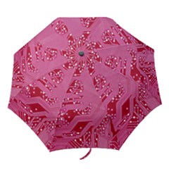 Pink Circuit Pattern Folding Umbrellas by Ket1n9