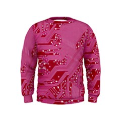 Pink Circuit Pattern Kids  Sweatshirt by Ket1n9
