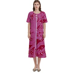 Pink Circuit Pattern Women s Cotton Short Sleeve Night Gown by Ket1n9