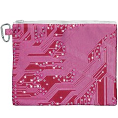 Pink Circuit Pattern Canvas Cosmetic Bag (xxxl) by Ket1n9