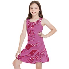 Pink Circuit Pattern Kids  Lightweight Sleeveless Dress