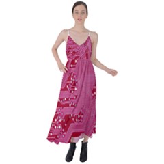 Pink Circuit Pattern Tie Back Maxi Dress by Ket1n9