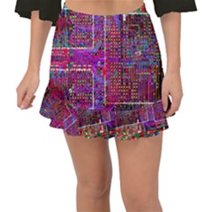 Technology Circuit Board Layout Pattern Fishtail Mini Chiffon Skirt by Ket1n9