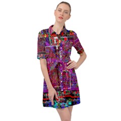 Technology Circuit Board Layout Pattern Belted Shirt Dress by Ket1n9