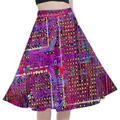 Technology Circuit Board Layout Pattern A-line Full Circle Midi Skirt With Pocket by Ket1n9