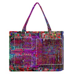 Technology Circuit Board Layout Pattern Zipper Medium Tote Bag by Ket1n9