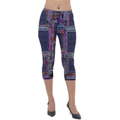 Cad Technology Circuit Board Layout Pattern Lightweight Velour Capri Leggings  by Ket1n9