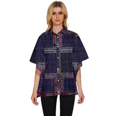 Cad Technology Circuit Board Layout Pattern Women s Batwing Button Up Shirt