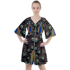 Peacock Boho Button Up Dress by Ket1n9