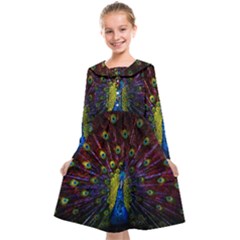 Beautiful Peacock Feather Kids  Midi Sailor Dress by Ket1n9