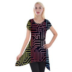 Circuit Board Seamless Patterns Set Short Sleeve Side Drop Tunic by Ket1n9