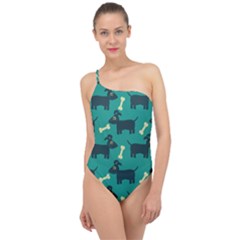 Happy Dogs Animals Pattern Classic One Shoulder Swimsuit by Ket1n9