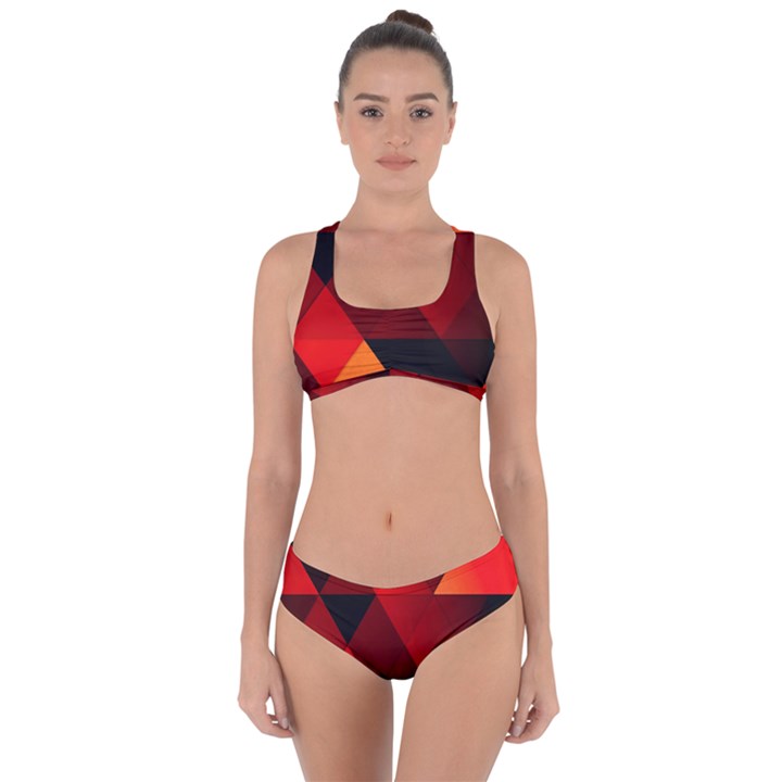 Abstract Triangle Wallpaper Criss Cross Bikini Set