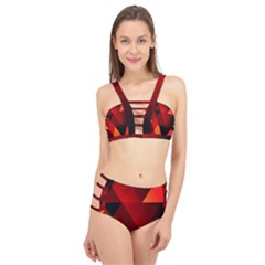 Abstract Triangle Wallpaper Cage Up Bikini Set by Ket1n9