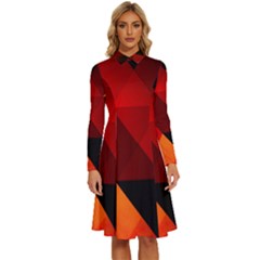 Abstract Triangle Wallpaper Long Sleeve Shirt Collar A-line Dress by Ket1n9