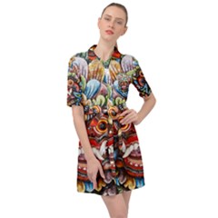 Wood Sculpture Bali Logo Belted Shirt Dress by Ket1n9