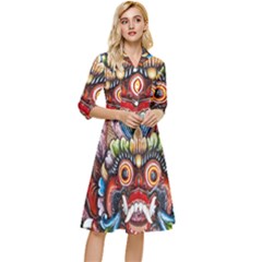 Wood Sculpture Bali Logo Classy Knee Length Dress by Ket1n9