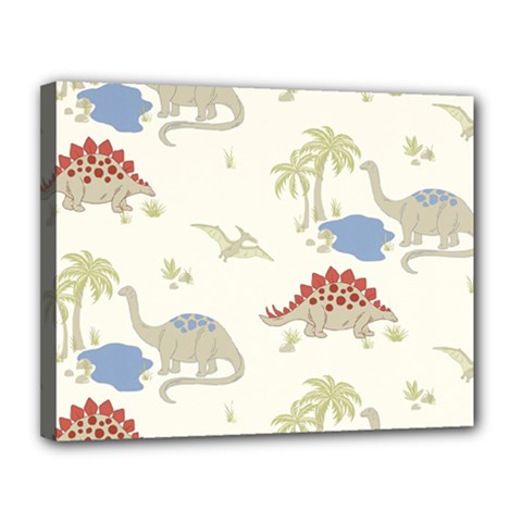 Dinosaur Art Pattern Canvas 14  X 11  (stretched) by Ket1n9