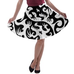 Ying Yang Tattoo A-line Skater Skirt by Ket1n9