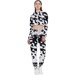 Ying Yang Tattoo Cropped Zip Up Lounge Set by Ket1n9