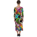 Crazy Illustrations & Funky Monster Pattern Quarter Sleeve Midi Bodycon Dress View2