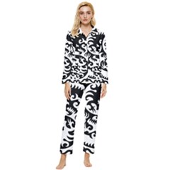 Ying Yang Tattoo Womens  Long Sleeve Velvet Pocket Pajamas Set