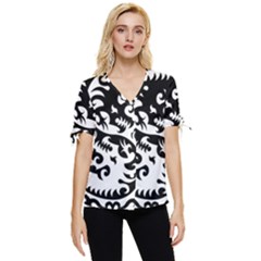 Ying Yang Tattoo Bow Sleeve Button Up Top by Ket1n9