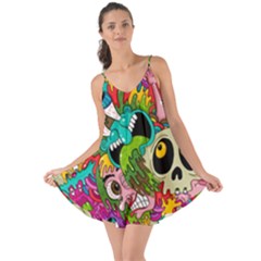 Crazy Illustrations & Funky Monster Pattern Love The Sun Cover Up by Ket1n9