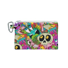 Crazy Illustrations & Funky Monster Pattern Canvas Cosmetic Bag (small) by Ket1n9