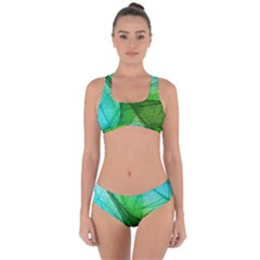 Sunlight Filtering Through Transparent Leaves Green Blue Criss Cross Bikini Set by Ket1n9
