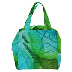 Sunlight Filtering Through Transparent Leaves Green Blue Boxy Hand Bag by Ket1n9